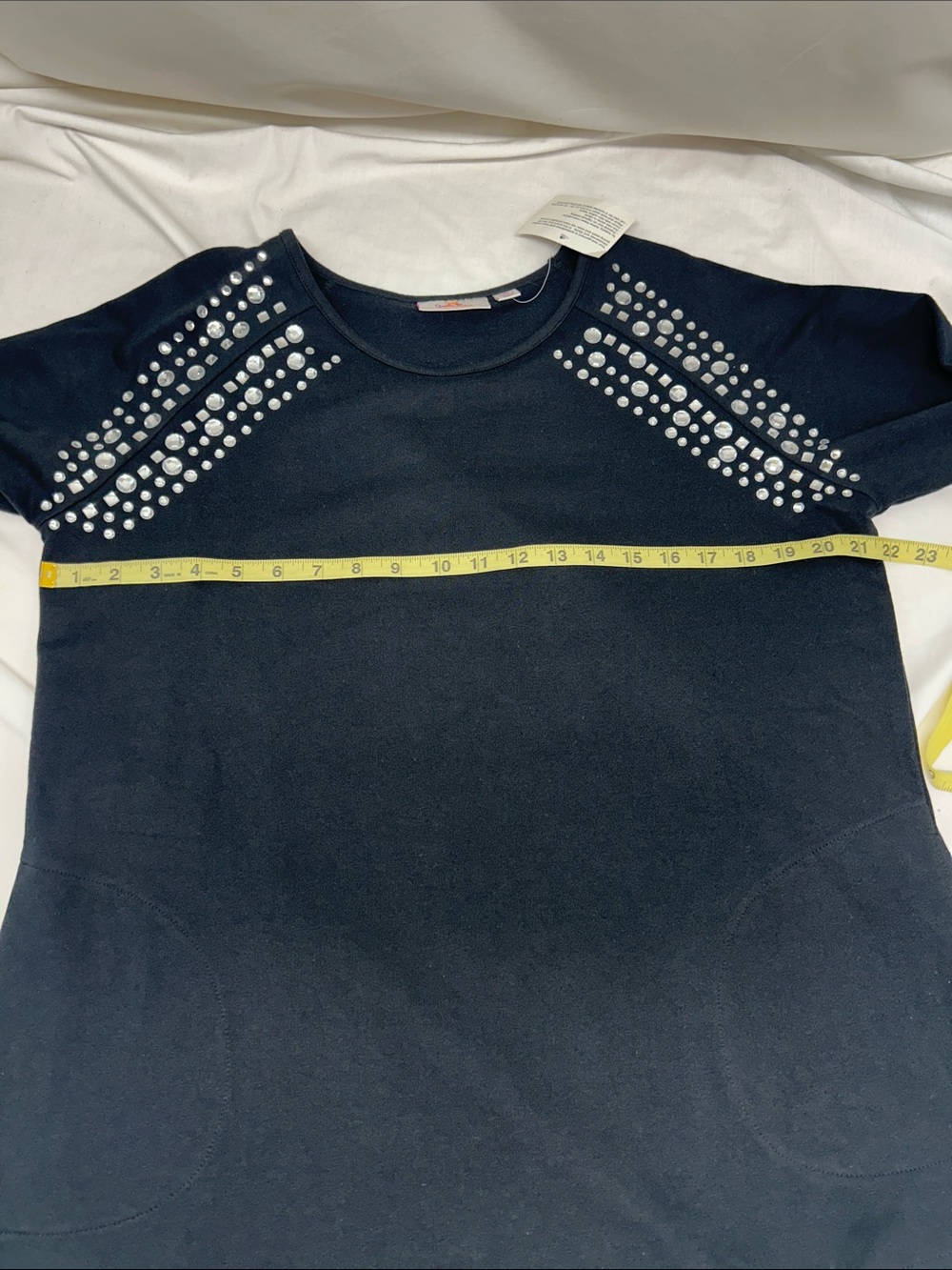 Quacker Factory Black Long Sleeve with Shoulder Rhinestone Accents Size Large - Picture 7 of 10